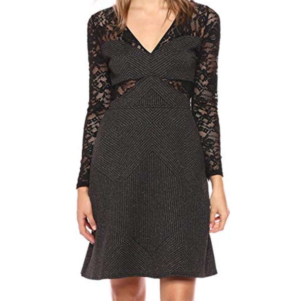 BCBGMAXAZRIA Beautiful Black&Gold Iridescent Dress - Picture 3 of 8